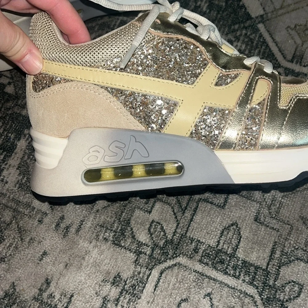 Ash Lux Metallic Glitter Trainer Sneakers size 38 US size 7.5